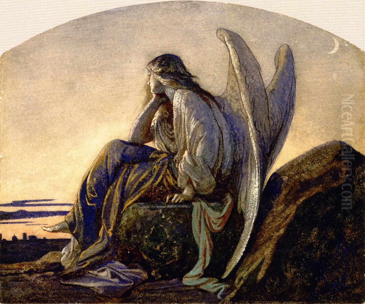 L'Ange du soir veillant sur une ville Oil Painting by Alexandre Cabanel