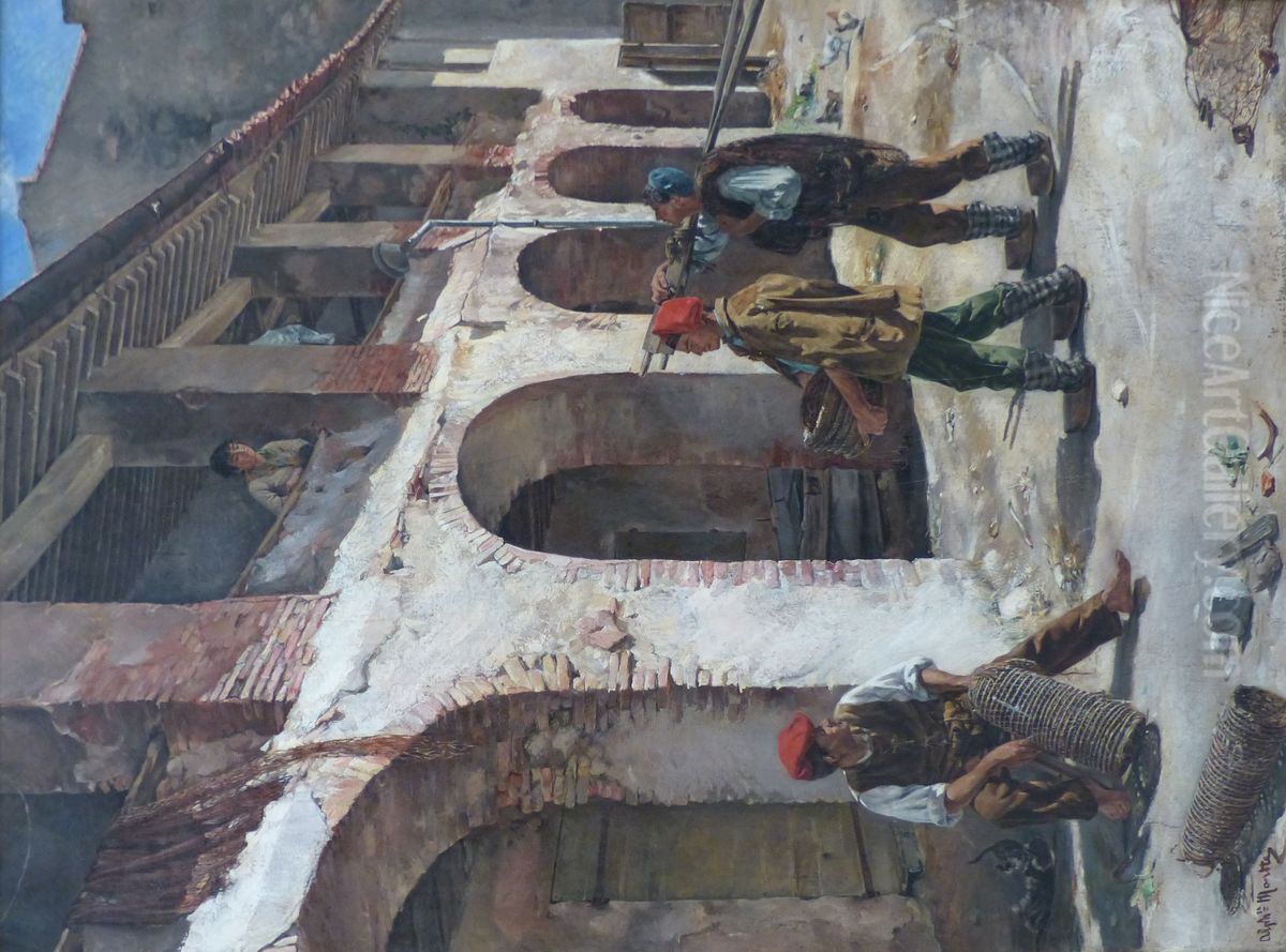 Pecheurs aux Catalans a Marseille Oil Painting by Alphonse Moutte