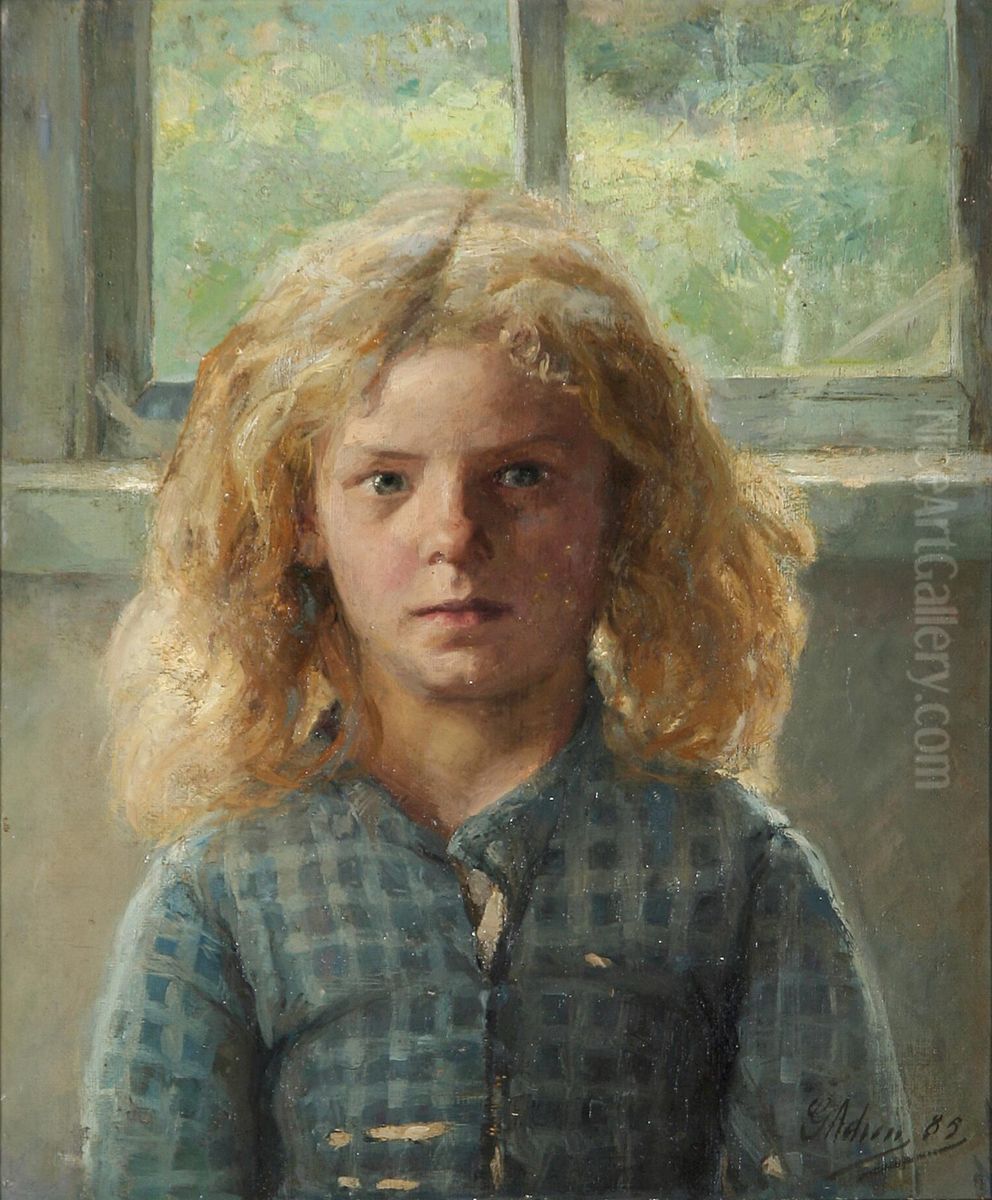 A girl with light hair. Oil Painting by Georg Achen