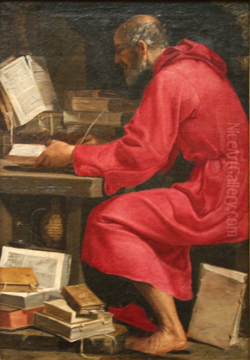 Saint Jerome ecrivant Oil Painting by Rutilio di Lorenzo Manetti