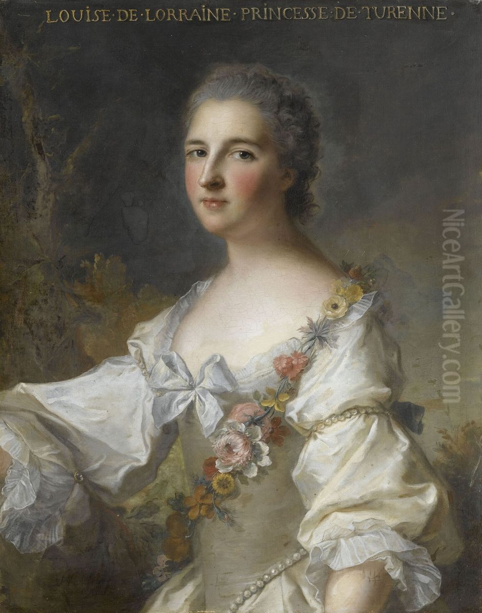 Louise-Henriette-Gabrielle de Lorraine, princesse de Turenne, duchesse de Bouillon (1718-1788) Oil Painting by Jean-Marc Nattier