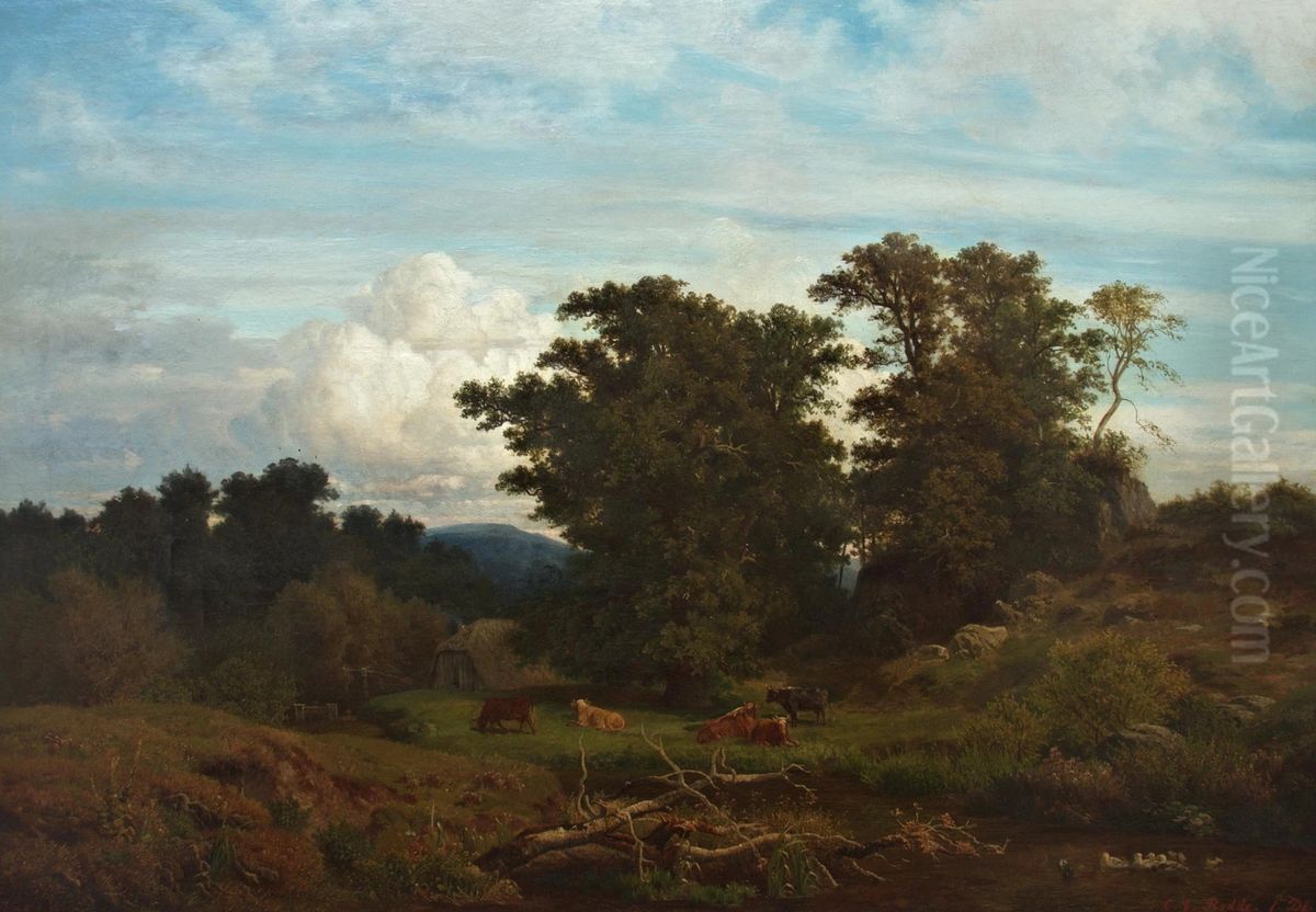 Landschaft mit Staffage Oil Painting by Karl Gustav Rodde