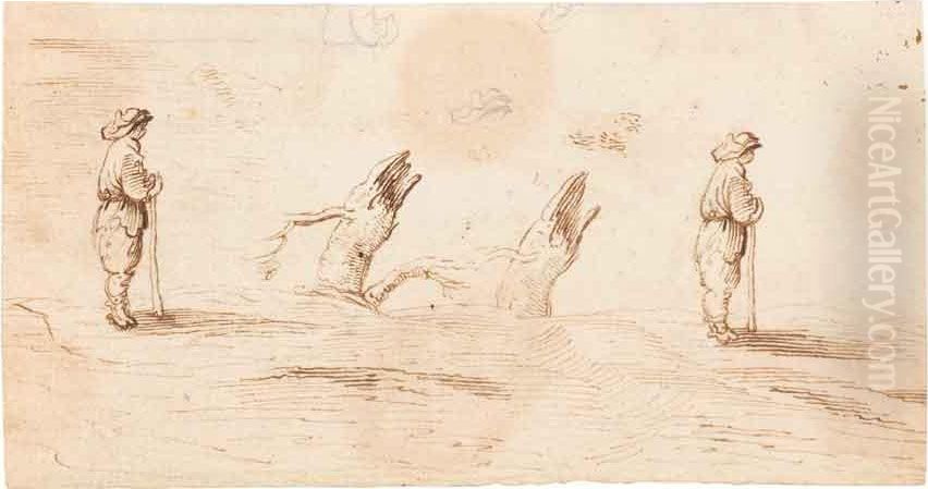 Figure In Un Paesaggio Oil Painting by Remigio Cantagallina