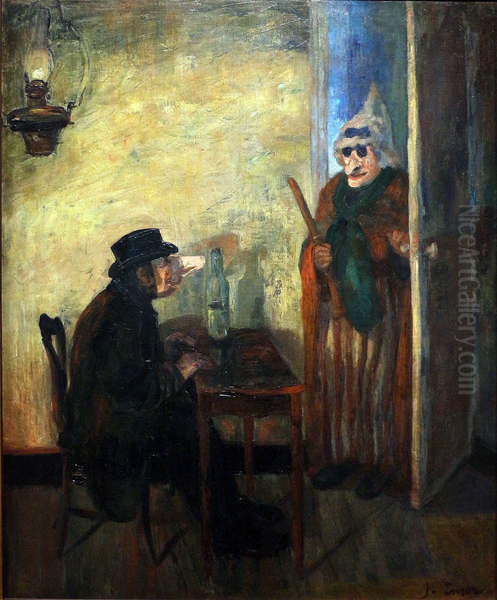 The Scandalized Masks Oil Painting by James Ensor
