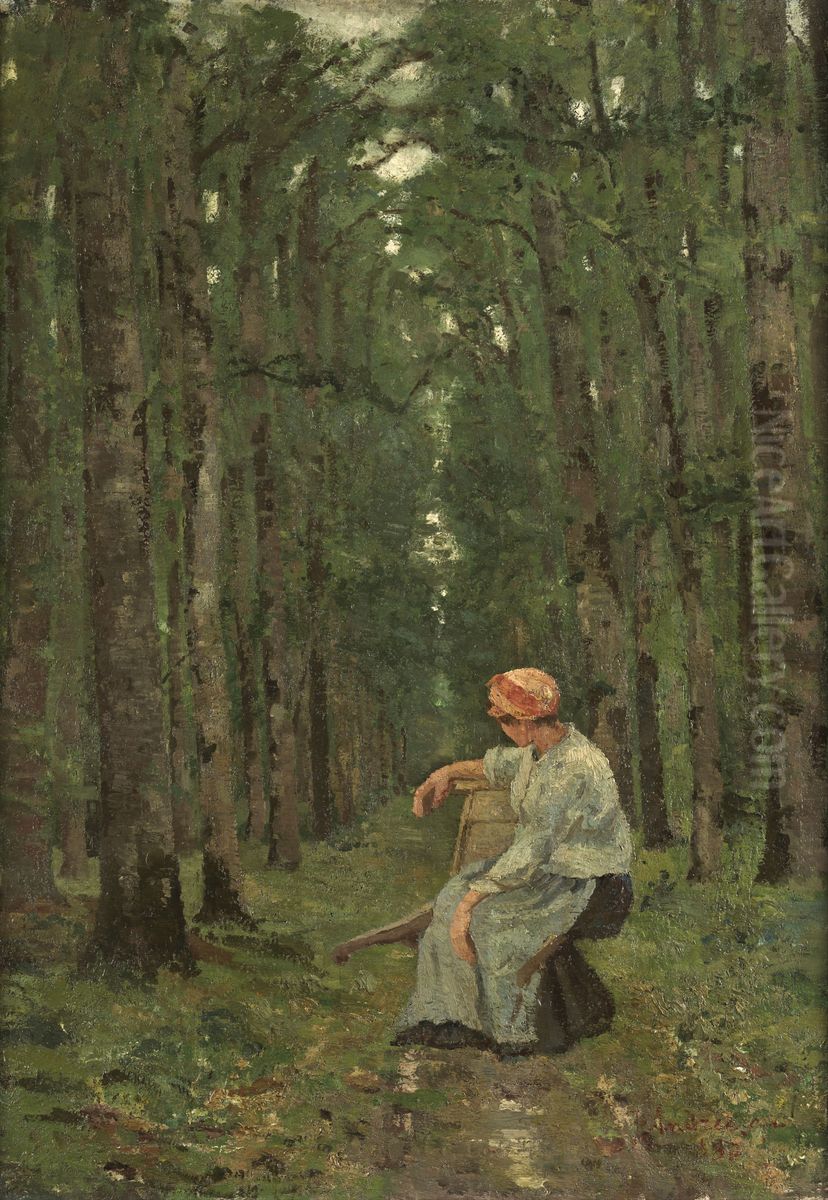 Woman in the forest Oil Painting by Ion Andreescu