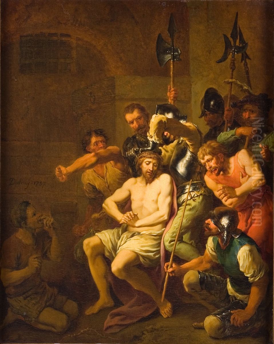 Le Christ insulte / Le couronnement d'epines Oil Painting by Christian Wilhelm Ernst Dietrich