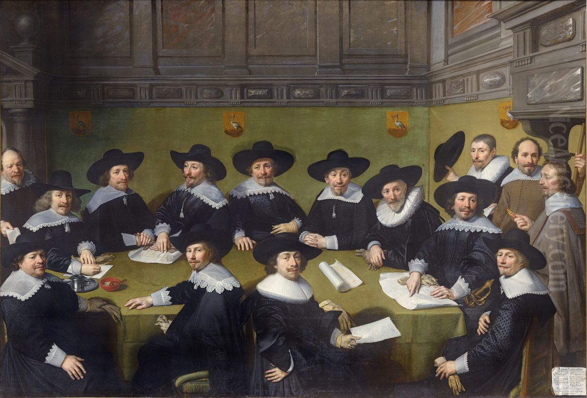 De Haagse magistraat in 1636 Oil Painting by Jan Van Ravesteyn