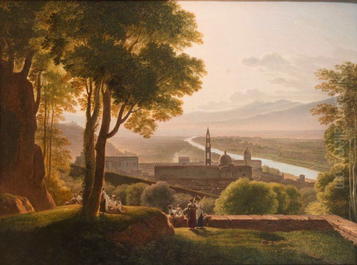 Vue sur la vallee de l'Arno a Florence Oil Painting by Louis Gauffier
