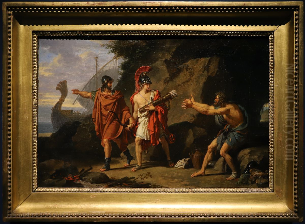 Ulysse et Neoptoleme enlevant a Philoctete les fleches d'Hercule (esquisse) Oil Painting by Francois-Xavier Fabre