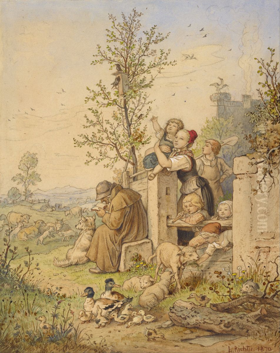 Spring Has Arrived Oil Painting by Ludwig Richter