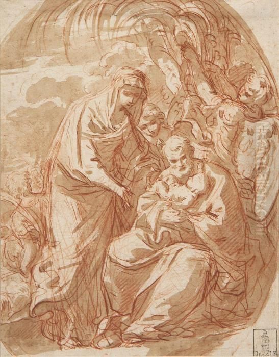 The Rest On The Flight Into Egypt Oil Painting by Simone Cantarini (Pesarese)