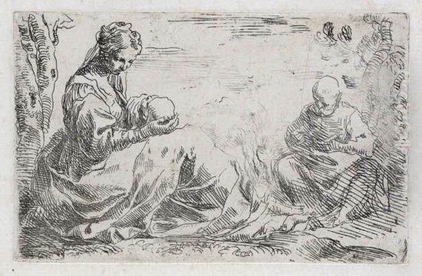 The Rest On The Flight Into Egypt Oil Painting by Simone Cantarini (Pesarese)