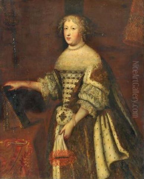 Maria Theresa of Spain(1638-1683), Queen of France, wife of Louis XIV Oil Painting by Charles Beaubrun