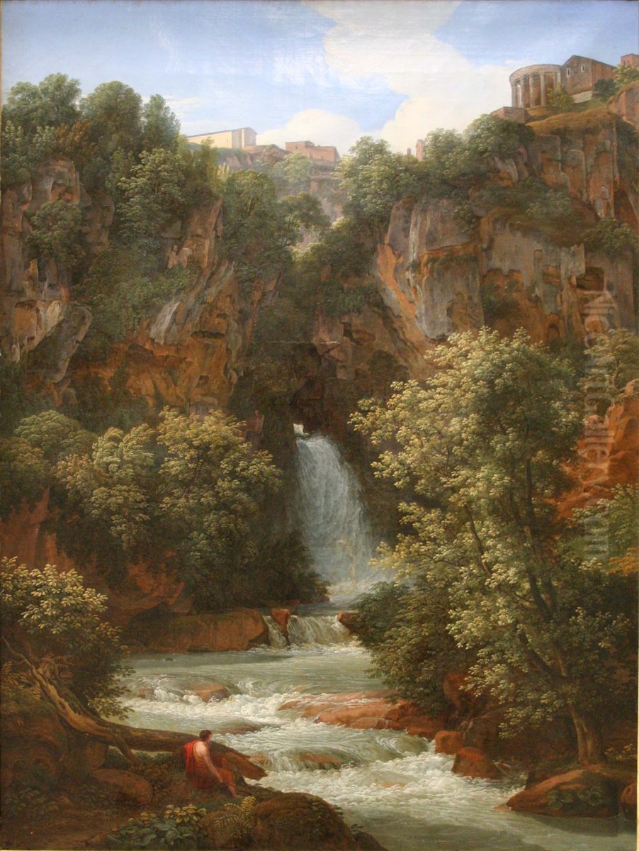 Vue de la grotte des sirenes a Tivoli Oil Painting by Johann Christian Reinhart