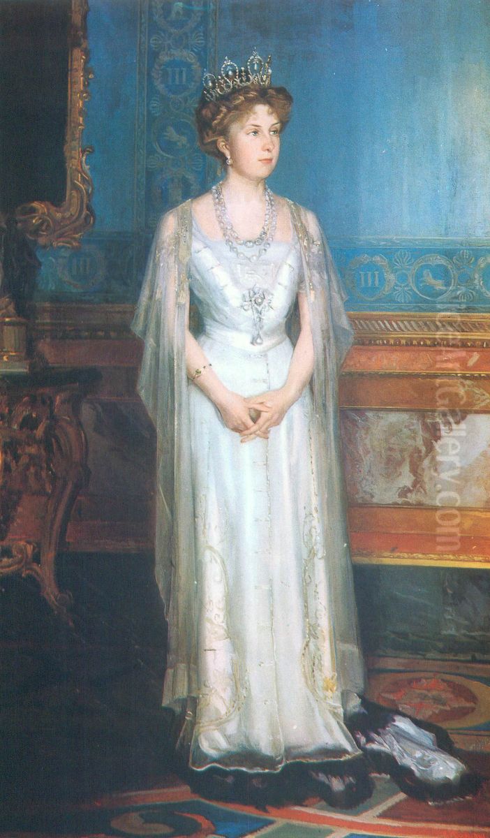 Victoria Eugenia, reina de Espana Oil Painting by Luis Menendez Pidal