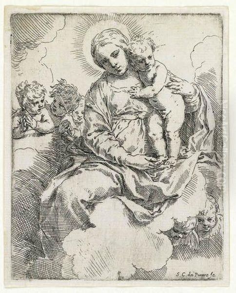 The Virgin And Child In Glory Oil Painting by Simone Cantarini (Pesarese)