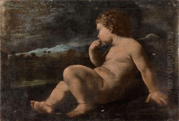 Putto Dans Un Paysage Oil Painting by Simone Cantarini (Pesarese)