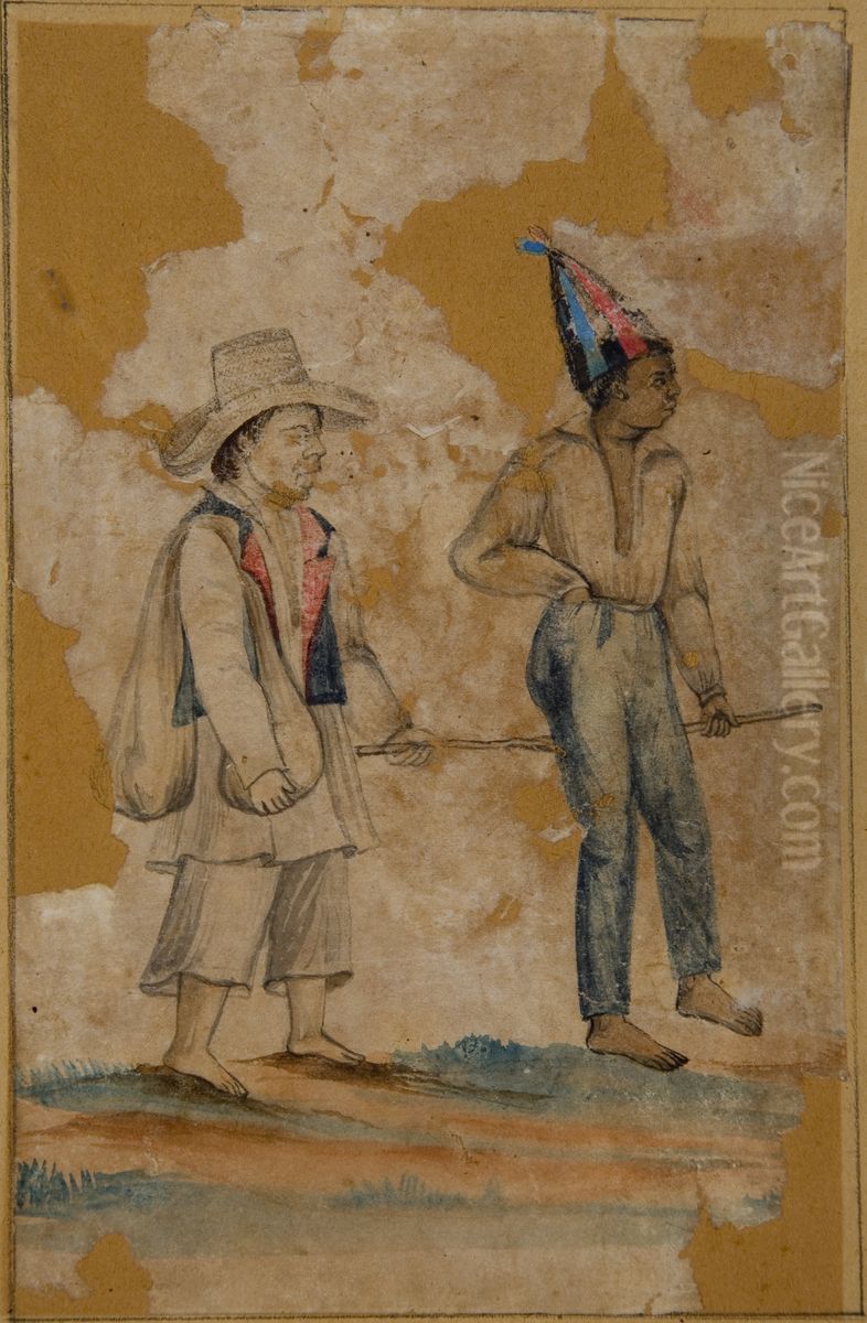 Cego guiado por um preto Oil Painting by Miguelzinho Dutra