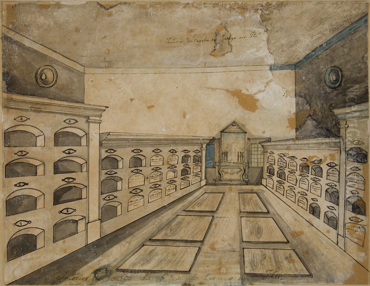 Interior da Capela do Jazigo do Carmo, em Itu Oil Painting by Miguelzinho Dutra