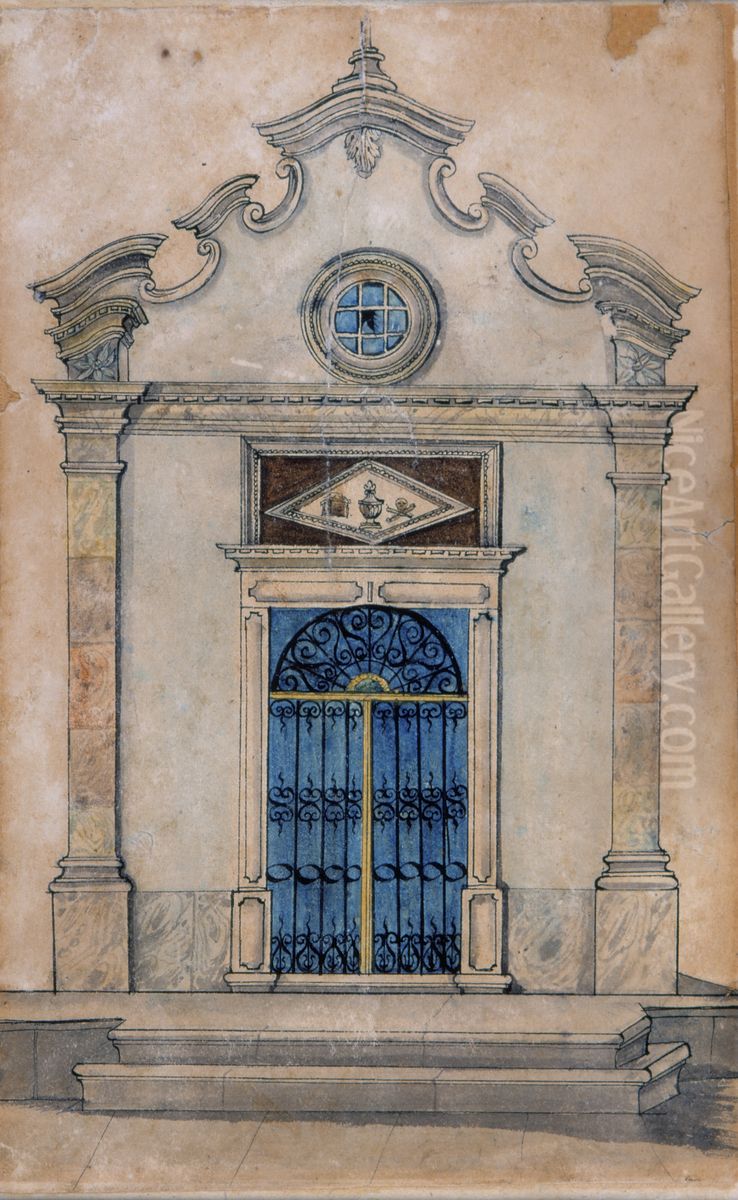 Projeto da fachada do Jazigo de Carmo - Itu Oil Painting by Miguelzinho Dutra