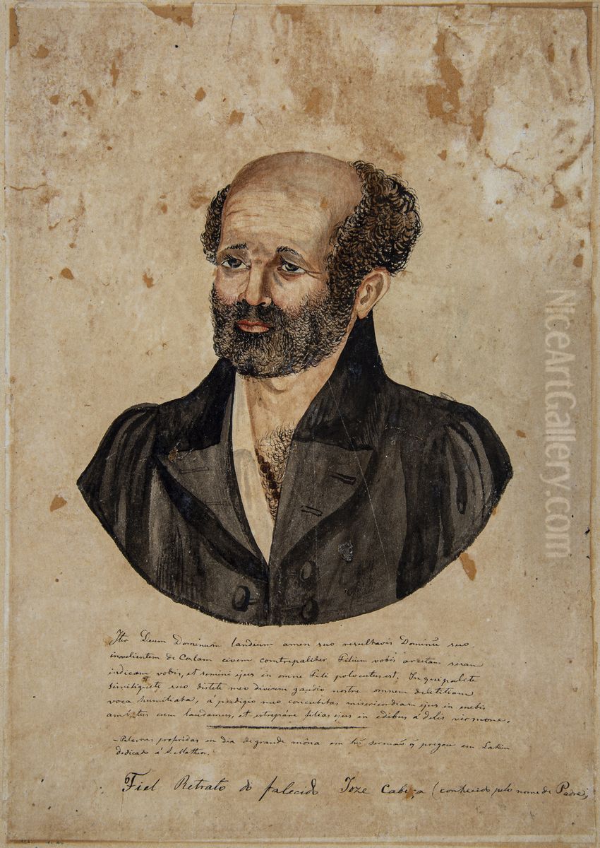 Fiel retrato do falecido Jose Careca ou Jose Cabeca, conhecido pelo nome de Padre. Tipo ituano (7) Oil Painting by Miguelzinho Dutra