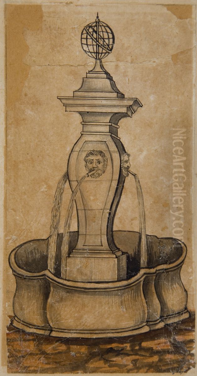 Chafariz do Largo da Misericordia de Sao Paulo Oil Painting by Miguelzinho Dutra