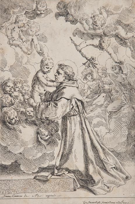 St Antony Of Padua Oil Painting by Simone Cantarini (Pesarese)