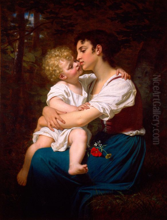 Maternal Love Oil Painting by Hugues Merle