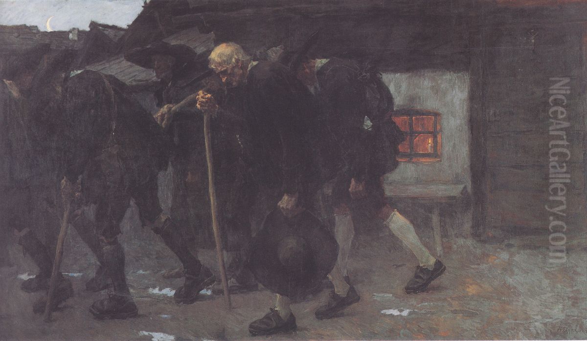 Nach dem Friedensschluss 1809 Oil Painting by Albin Egger-Lienz