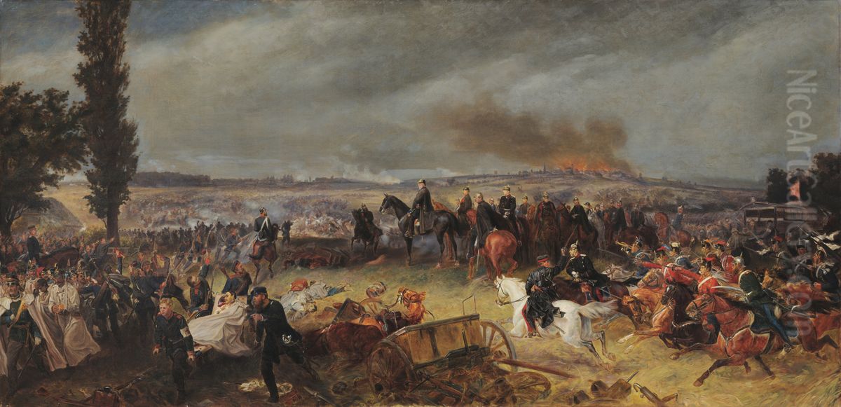 The Battle of Koniggratz on July 3, 1866 Oil Painting by Georg Bleibtreu