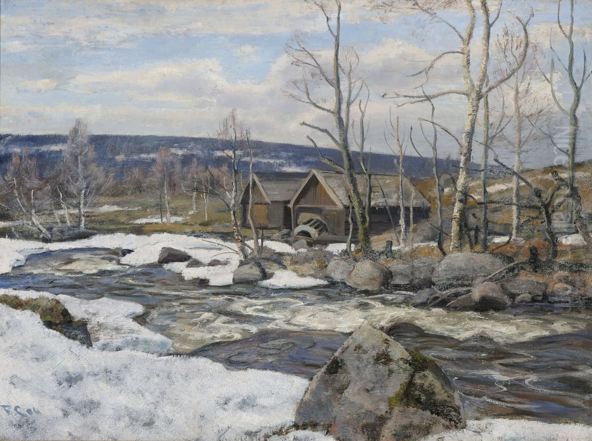 Den gamle stampe Oil Painting by Frederik Collett