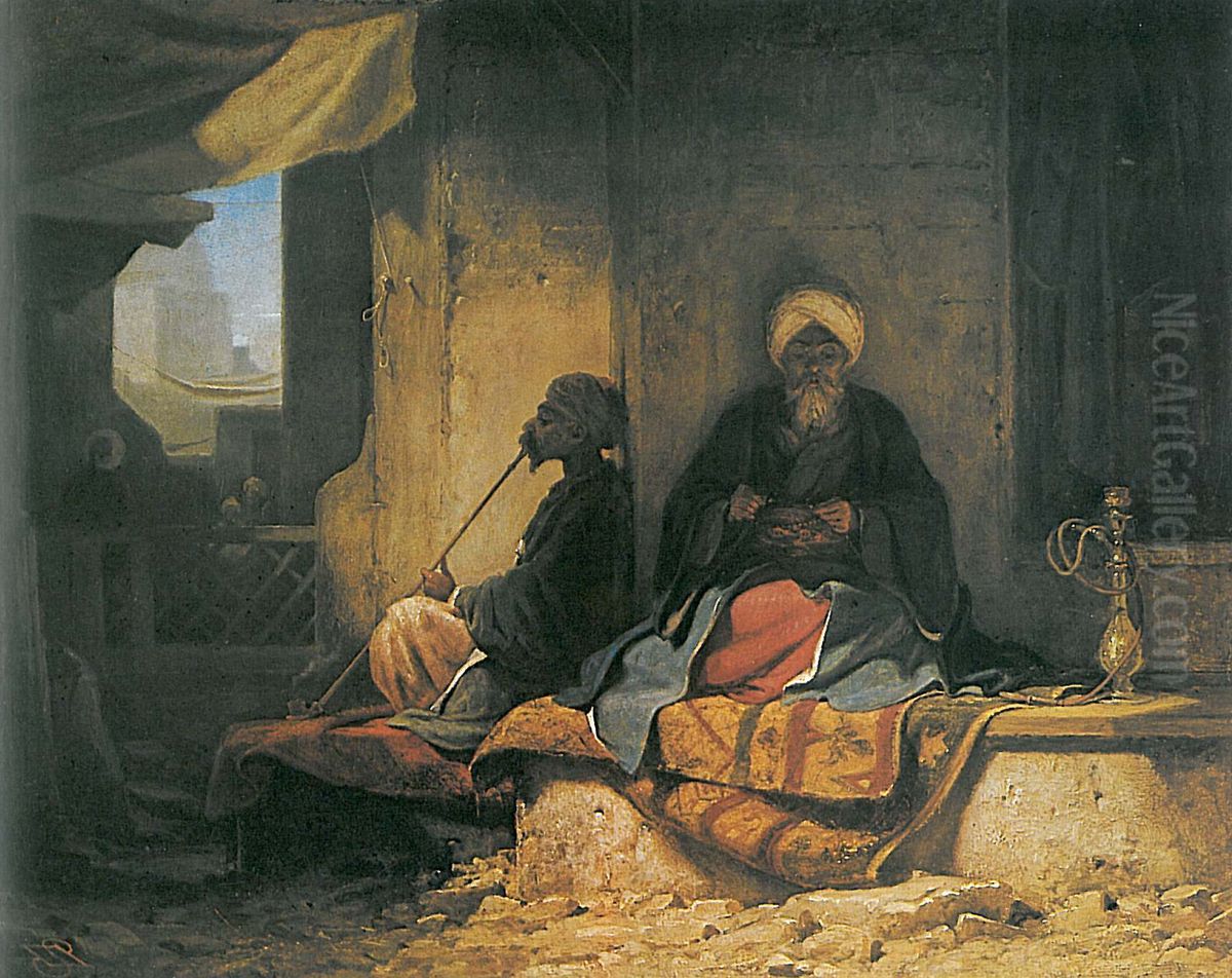 In the Turkish Bazaar Oil Painting by Carl Spitzweg