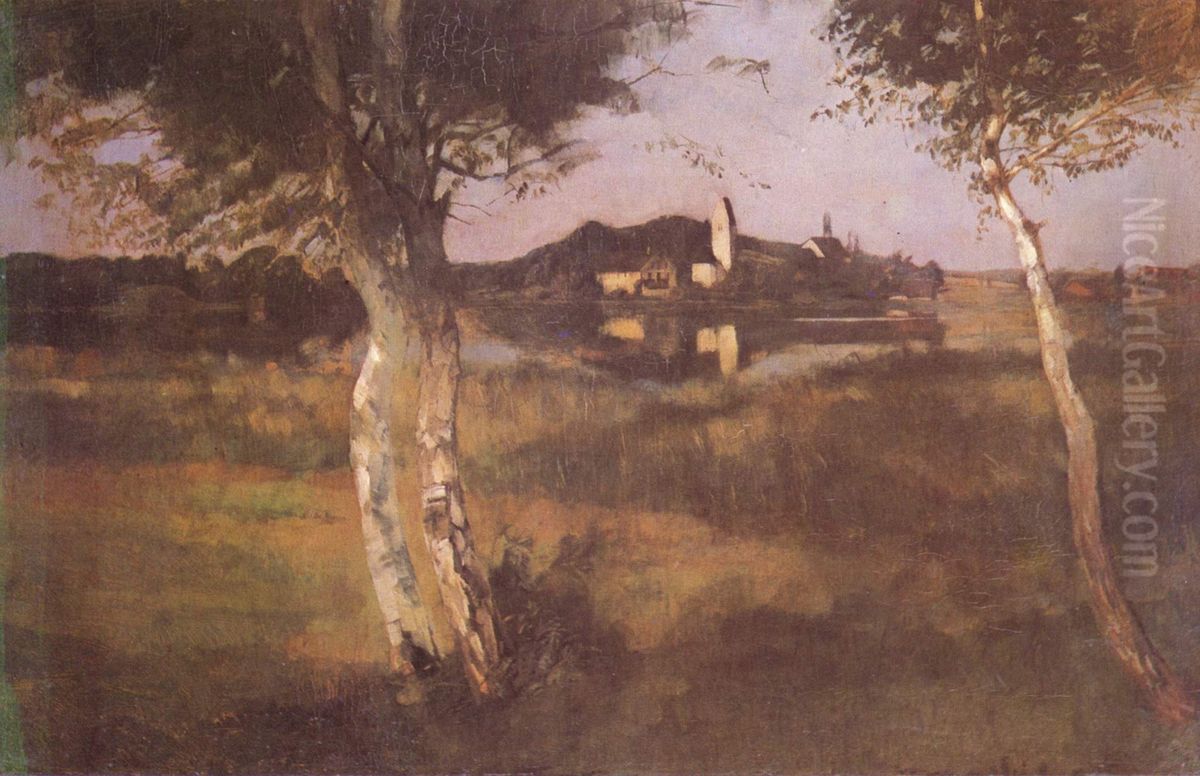 At the Wesslinger See Oil Painting by Carl Schuch