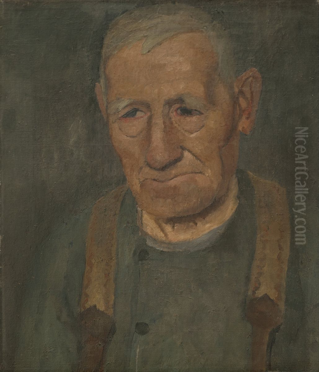Half length portrait of an old farmer Oil Painting by Paula Modersohn-Becker
