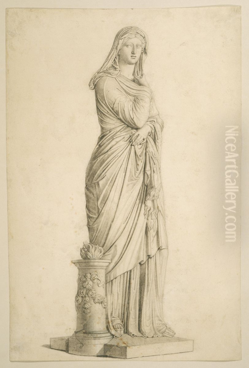 Statue of a Roman Woman Oil Painting by Giovanni Domenico Campiglia