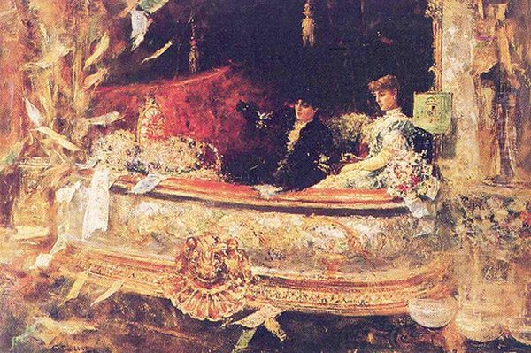 En el Balcon Oil Painting by Juan Luna