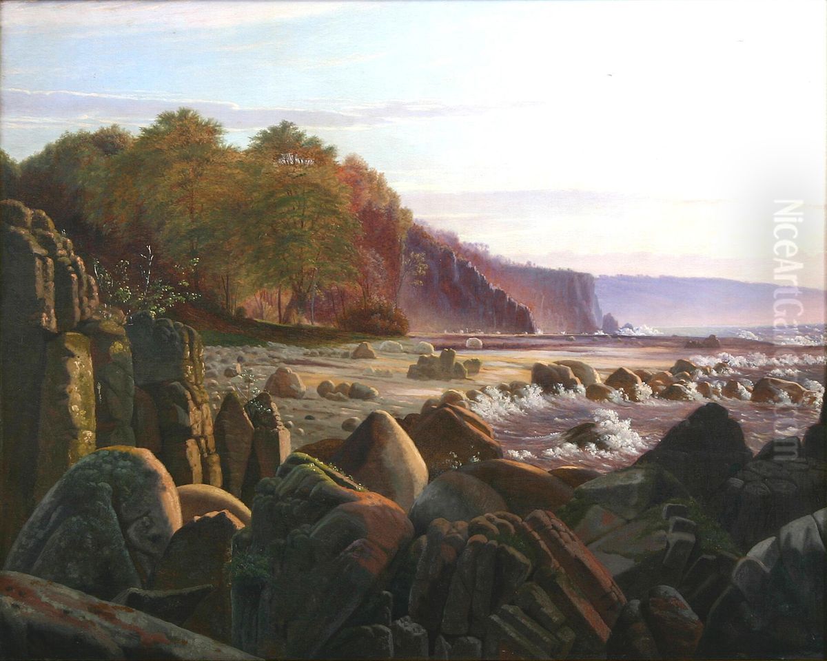 Sunrise at the coast of Moesgaard, Aarhus. Oil Painting by Vilhelm Kyhn