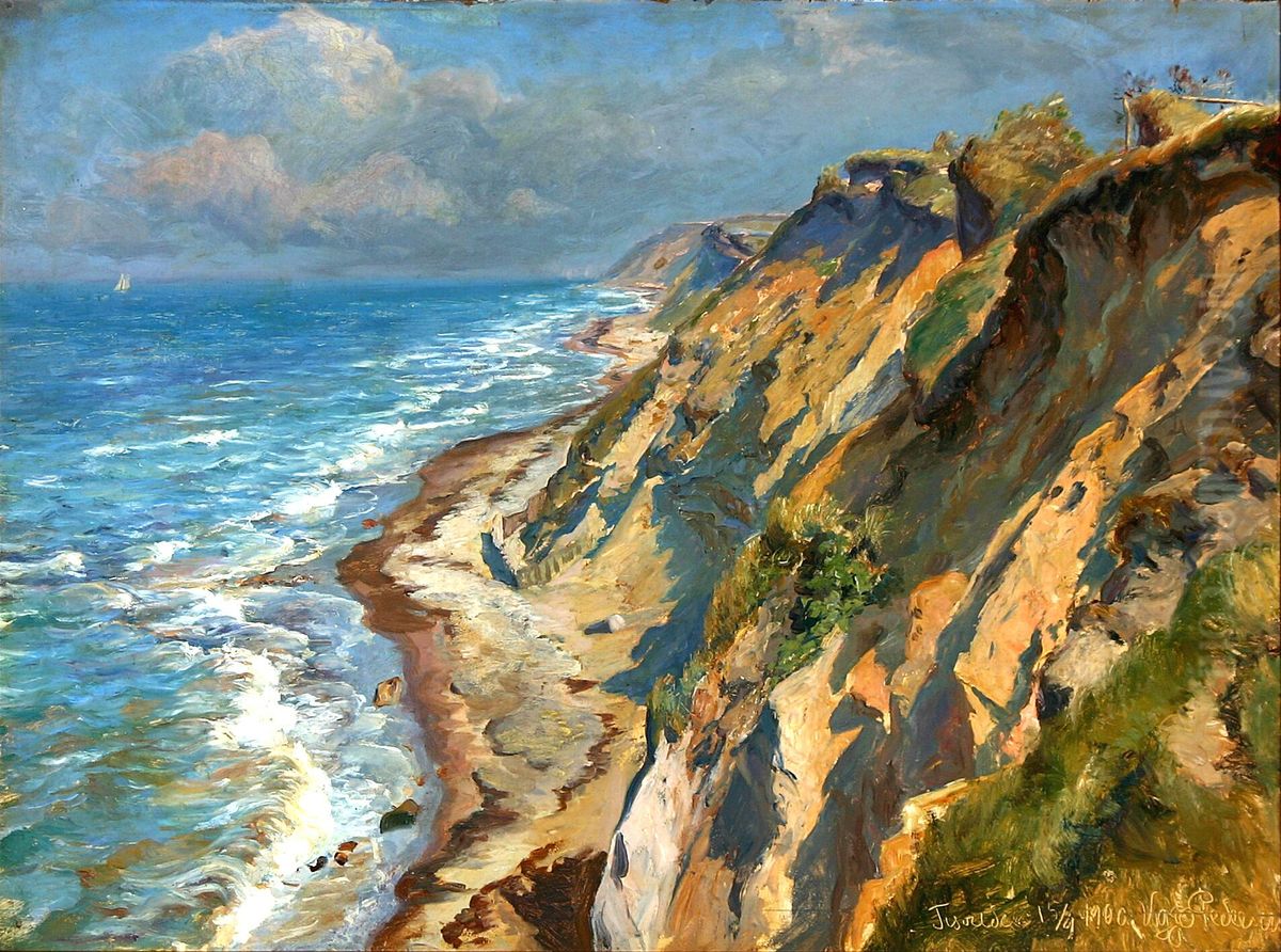 The cliffs at Tisvilde. Oil Painting by Viggo Christian Frederik Vilhelm Pedersen