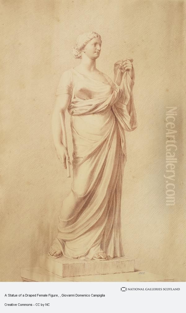 A Statue of a Draped Female Figure Oil Painting by Giovanni Domenico Campiglia