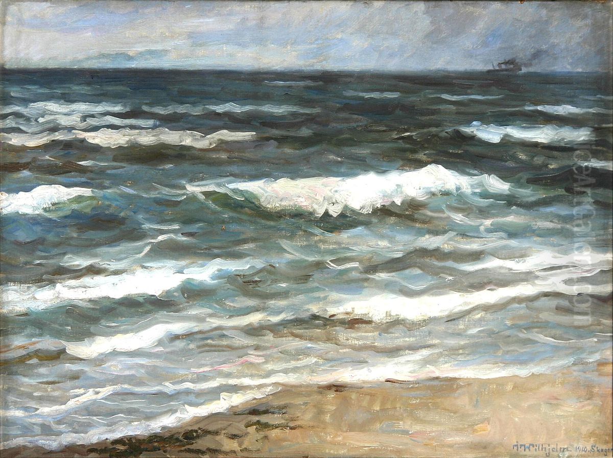 Kystparti fra Skagen. Oil Painting by Johannes Wilhjelm