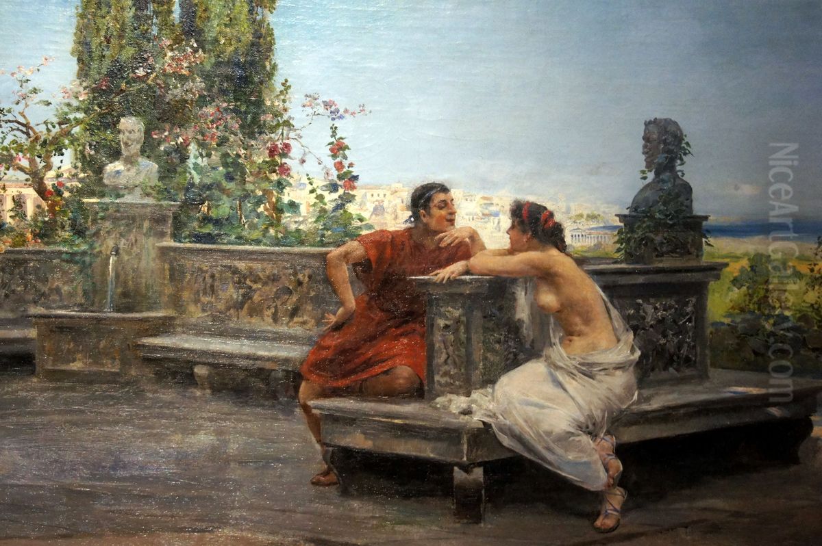 Enamorados enPompeya. Oil Painting by Ulpiano Checa
