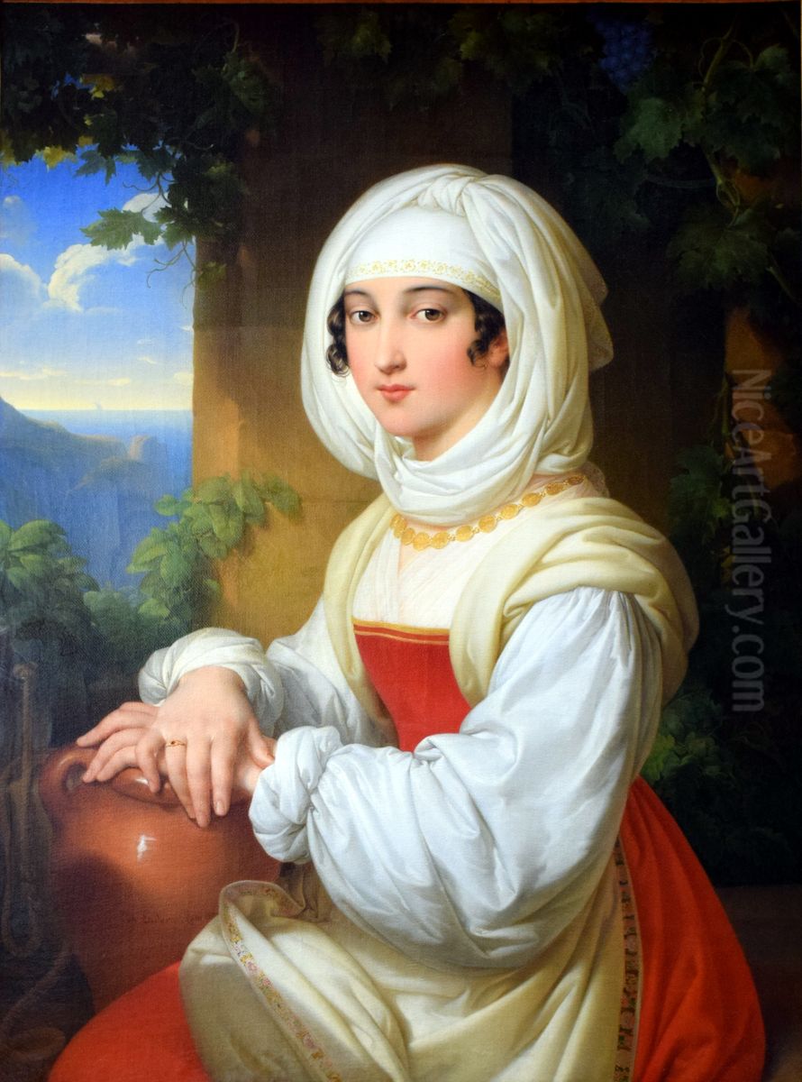 Greek Girl Oil Painting by Johann Ender