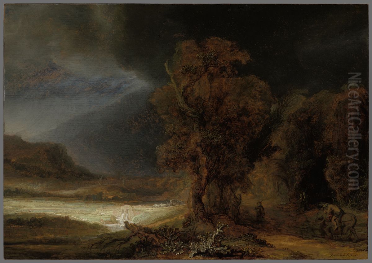 Landscape with the Good Samaritan Oil Painting by Rembrandt