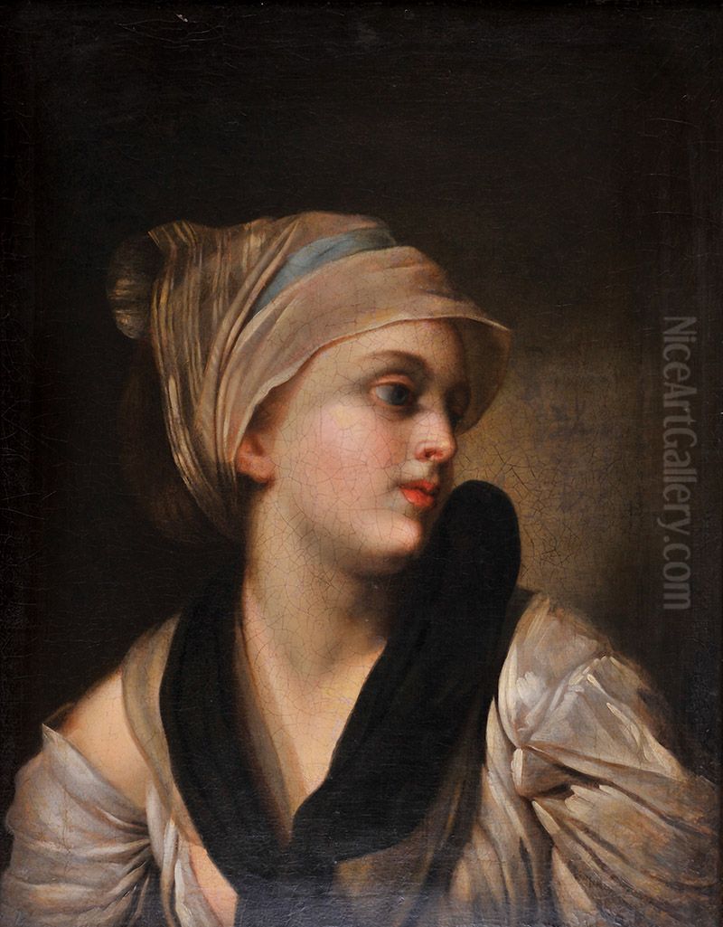 Portrait of a young woman Oil Painting by Jean-Baptiste Greuze