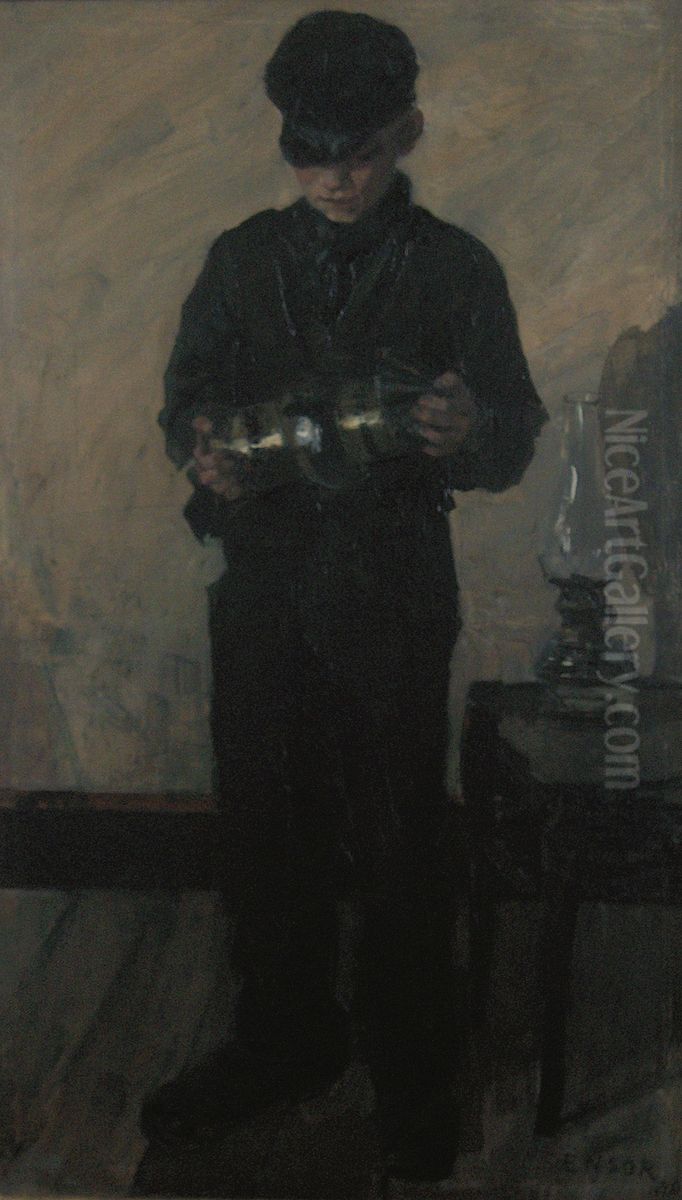 The Lamp-Lighter Oil Painting by James Ensor