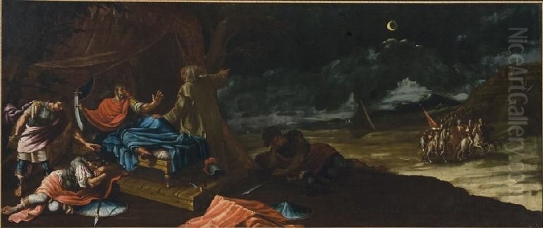 Aparicion de San Bruno al conde Rogerio Oil Painting by Manuel Bayeu