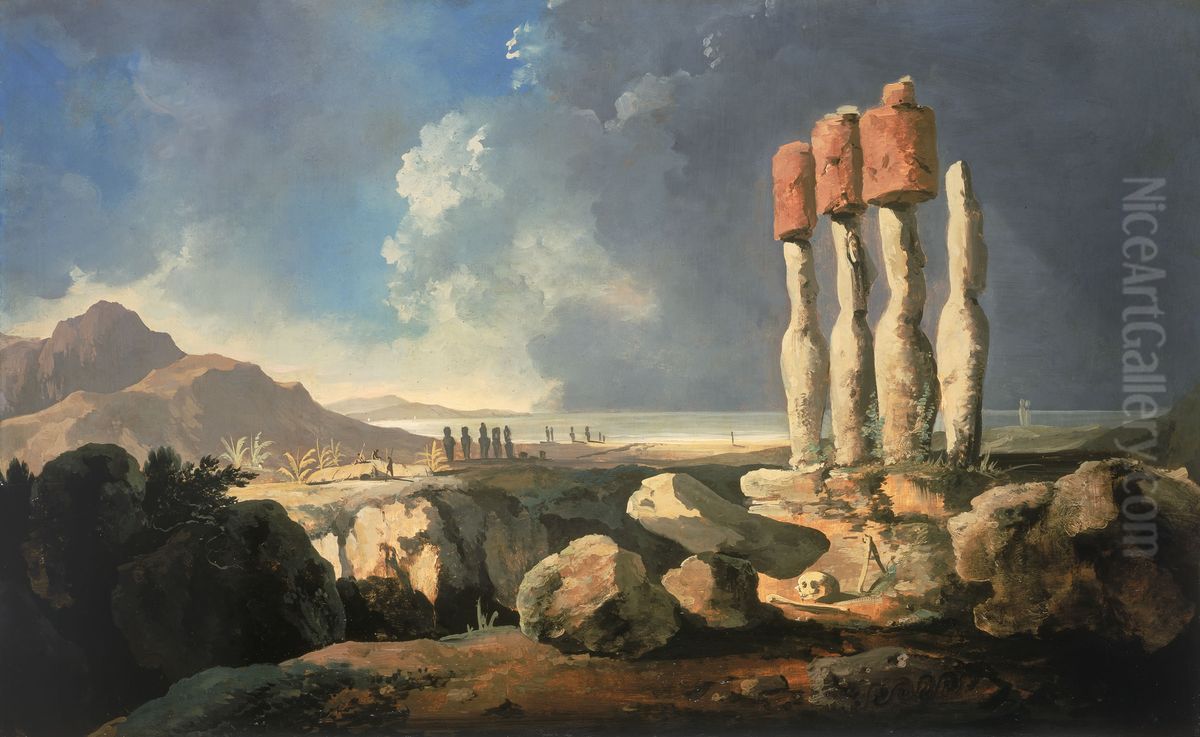 A View of the Monuments of Easter Island, Rapanui Oil Painting by William Hodges