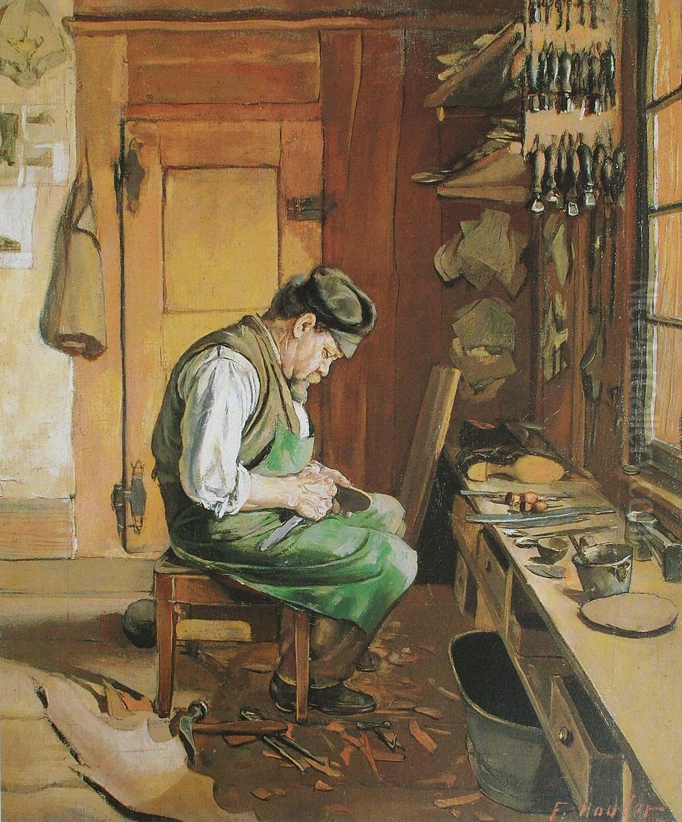 Der Schuhmacher Oil Painting by Ferdinand Hodler