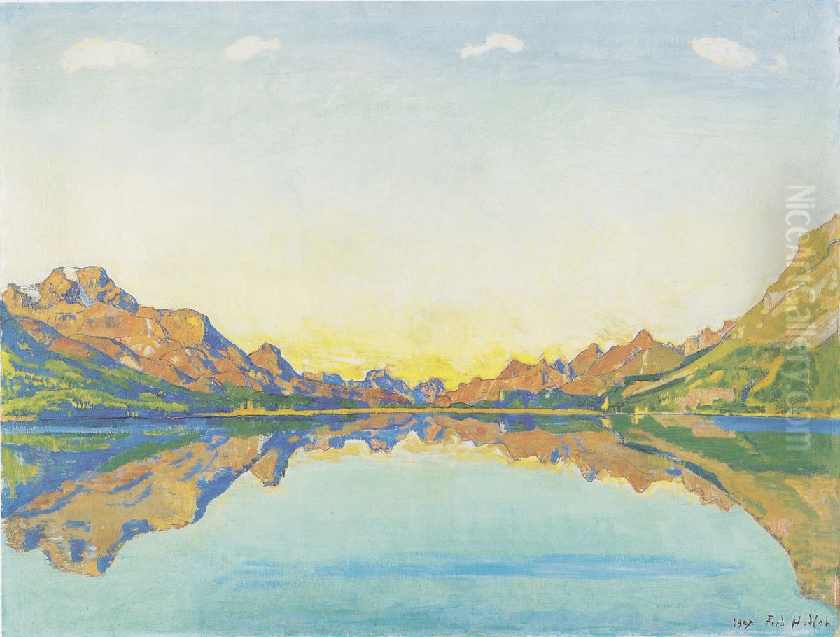 Der Silvaplanersee im Herbst Oil Painting by Ferdinand Hodler