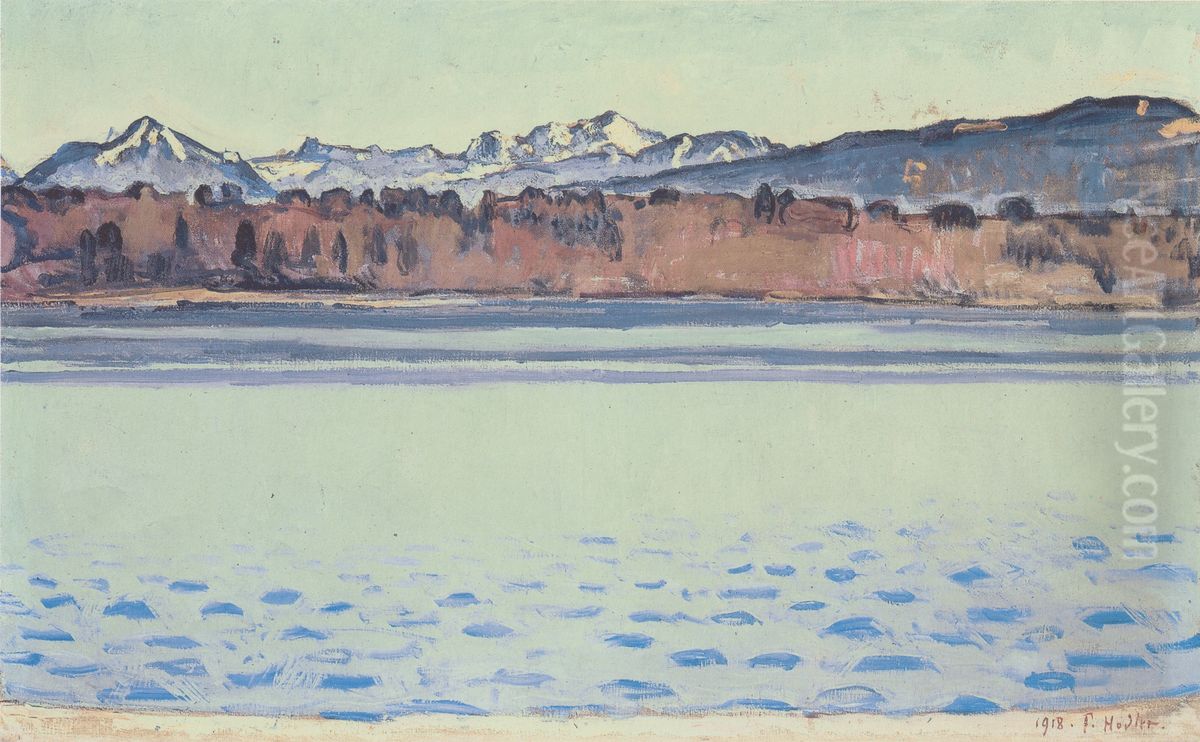 Genfersee mit Mont-Blanc am Nachmittag Oil Painting by Ferdinand Hodler